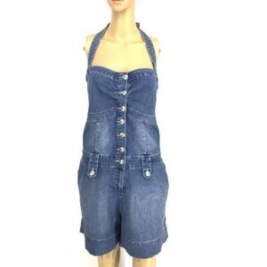 Americana Blues Denim Jeans Halter Shorts Overalls